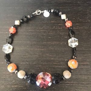 Orange, Black and Silver Necklace